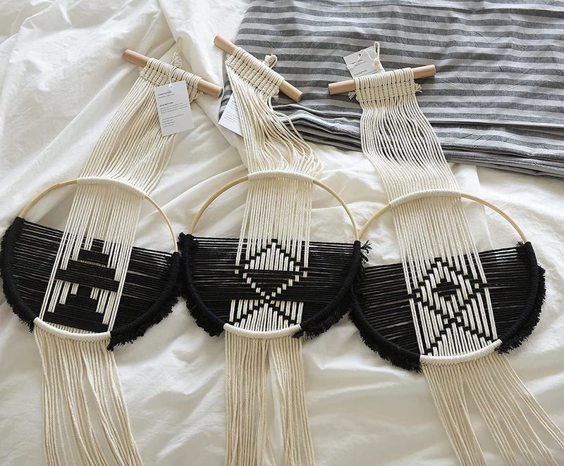 Flber Macrame Wall Hanging 3Pcs Macrame Wall Decor Macrame Wall Art Round Wall Art Handmade Boho Wall - Image 5